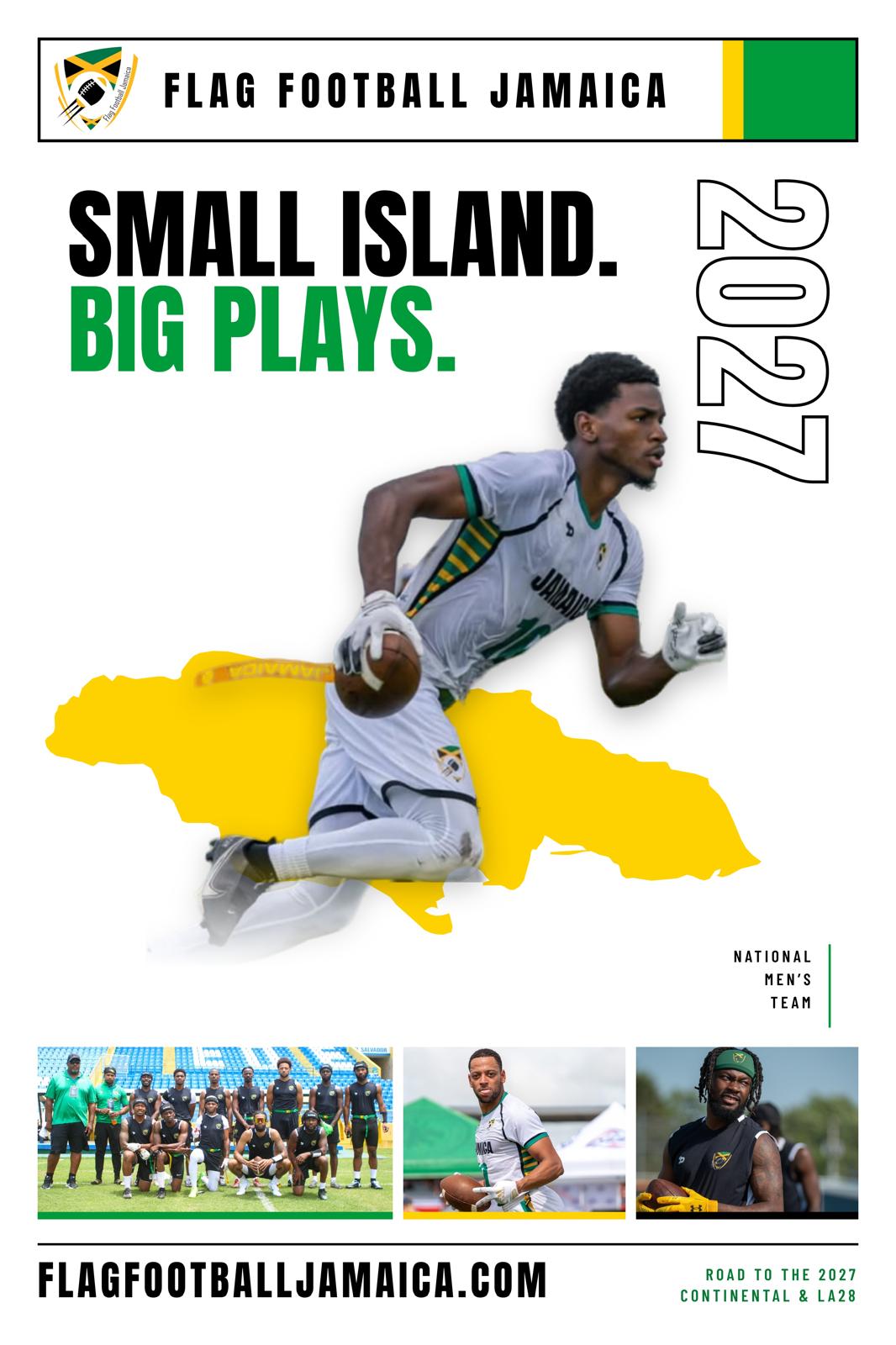 Small Island. Big Plays. 2027 — Jamaica Men's National Team poster, Road to the 2027 Continental & LA28